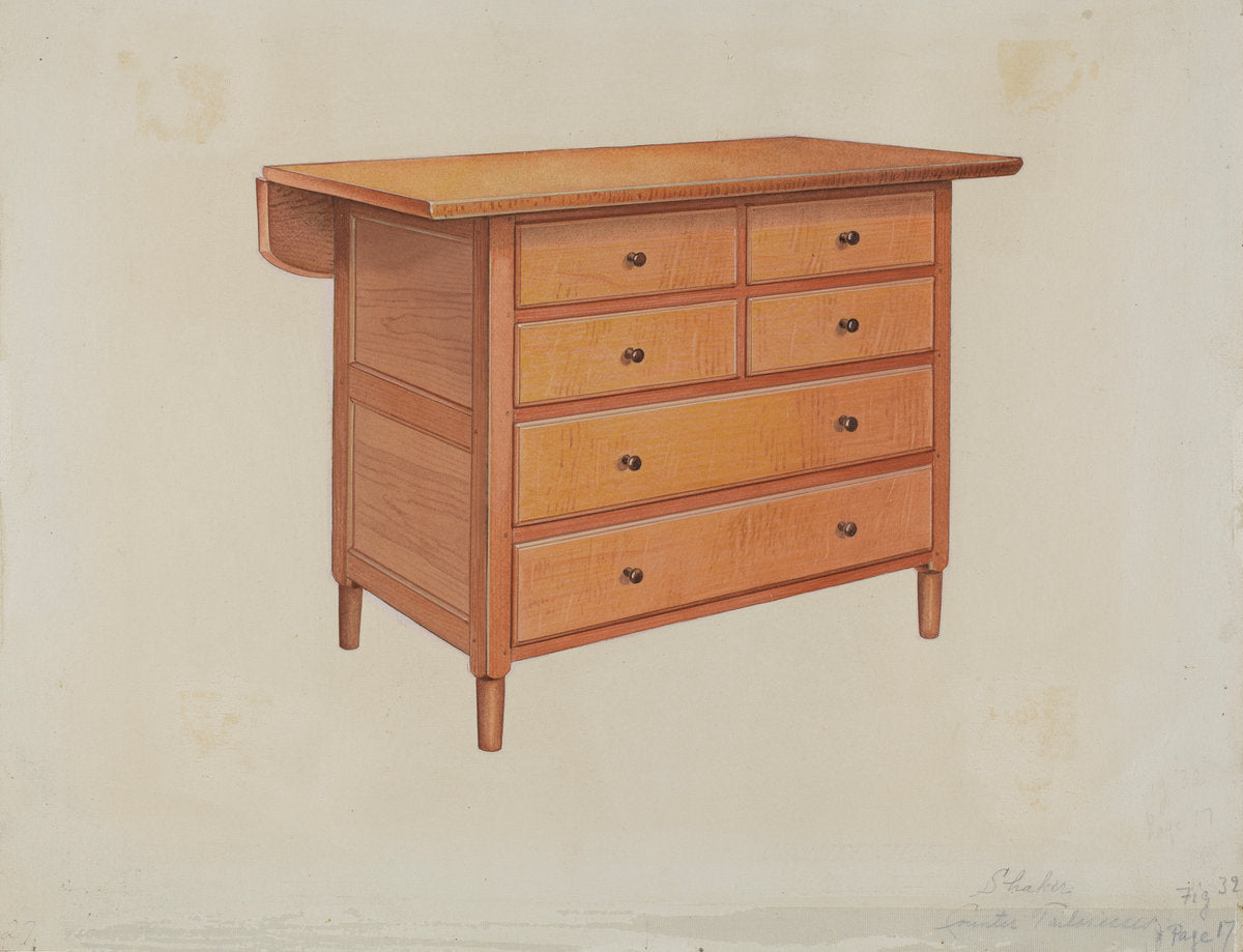 Shaker Dressmaker's Counter by Anne Ger (American, active c. 1935), 16X12"(A3)Poster Print