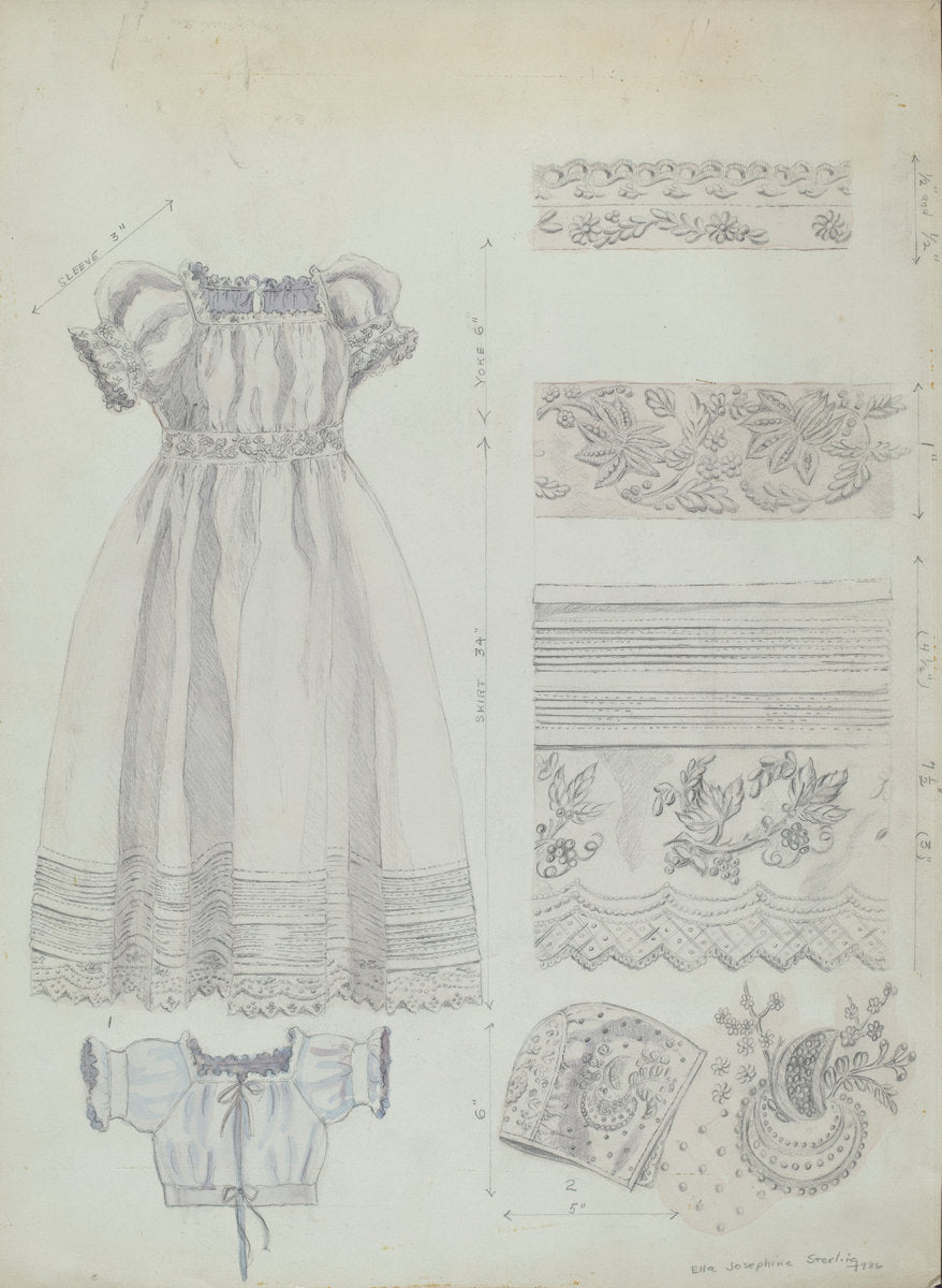 Embroidered Christening Robe & Cap by Ella Josephine Sterling (American, active c. 1935), 16X12"(A3)Poster Print