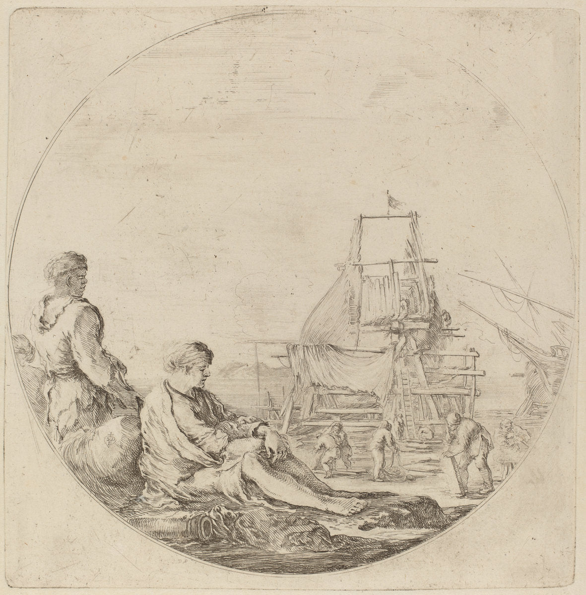 Seated White Sailor and a Standing Negro Sailor by Stefano Della Bella (Italian, 1610 - 1664), 16X12"(A3)Poster Print