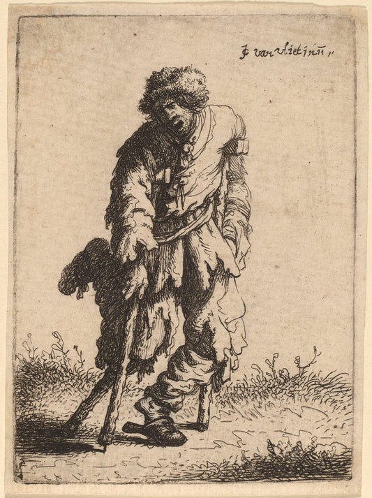 Beggar with a Wooden Leg by Johannes van Vliet (Dutch, born c. 1610), 16X12"(A3)Poster Print
