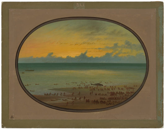 A Whale Ashore - Klahoquat by George Catlin (American, 1796 - 1872), 16X12"(A3)Poster Print