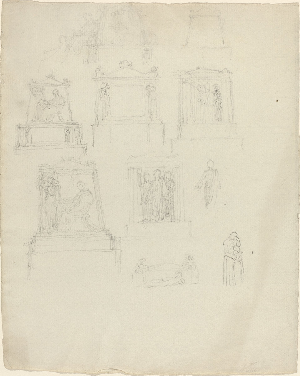 Designs for Monuments by John Flaxman (British, 1755 - 1826), 16X12"(A3)Poster Print