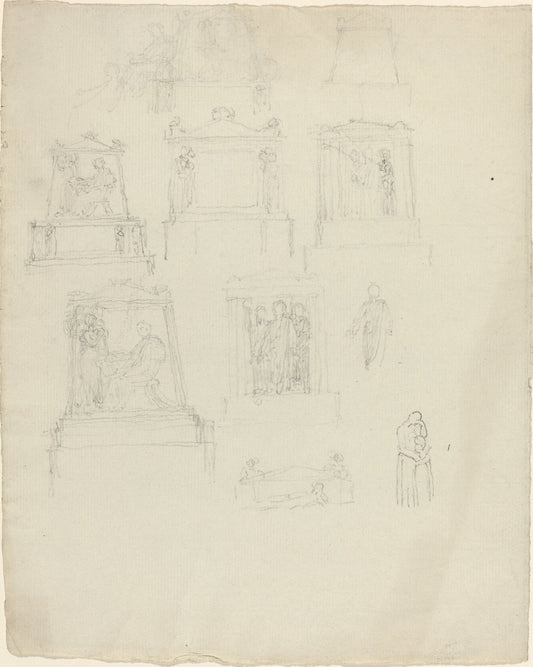 Designs for Monuments by John Flaxman (British, 1755 - 1826), 16X12"(A3)Poster Print