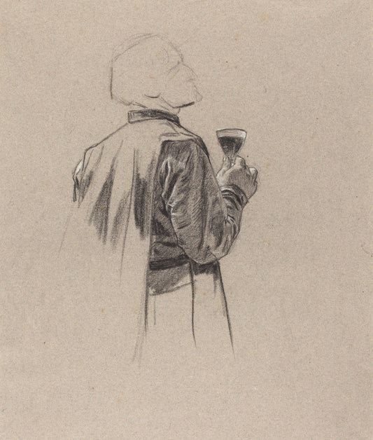 A Bearded Gentleman with a Glass of Wine by Charles-Louis-Lucien Müller (French, 1815 - 1892), 16X12"(A3)Poster Print