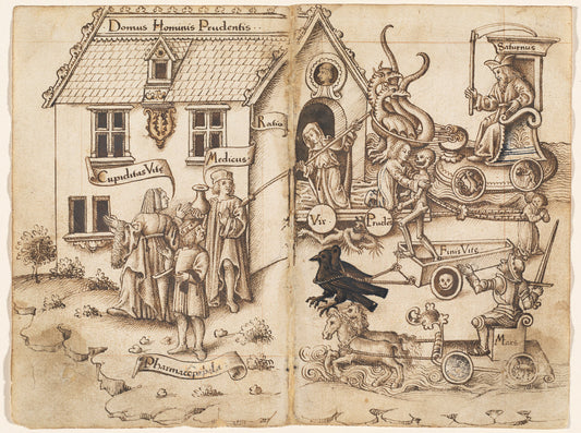 1512/1514 by French early 16th Century ("Do Not Turn Back When You Arrive at the End" [fol. 26 verso / 27 recto]), 16X12"(A3)Poster Print