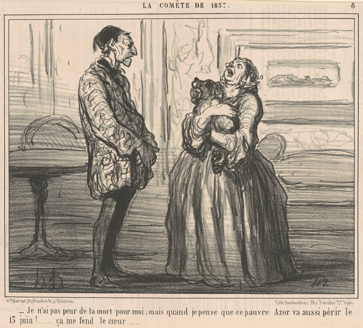 Je n'ai pas peur de la mort pour moi ... by Honoré Daumier (French, 1808 - 1879), 16X12"(A3)Poster Print