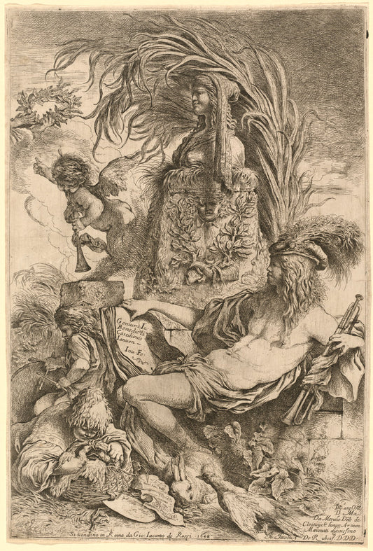 The Genius of Castiglione by Giovanni Benedetto Castiglione (Italian, 1609  - 1664), 16X12"(A3)Poster Print