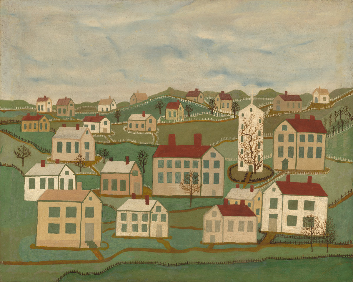 mid 19th century by American 19th Century (Twenty-two Houses and a Church), 16X12"(A3)Poster Print