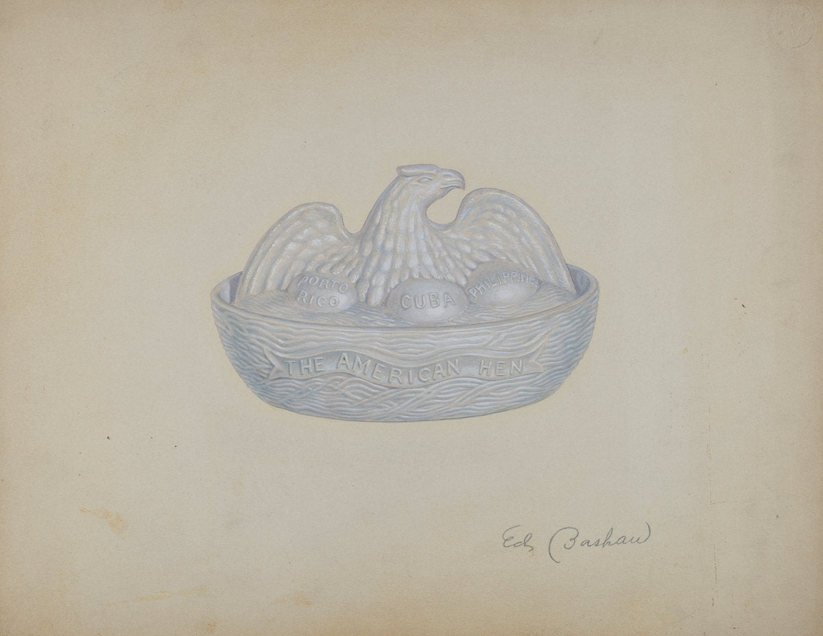 Butter Dish (Hen) by Edward Bashaw (American, active c. 1935), 16X12"(A3)Poster Print
