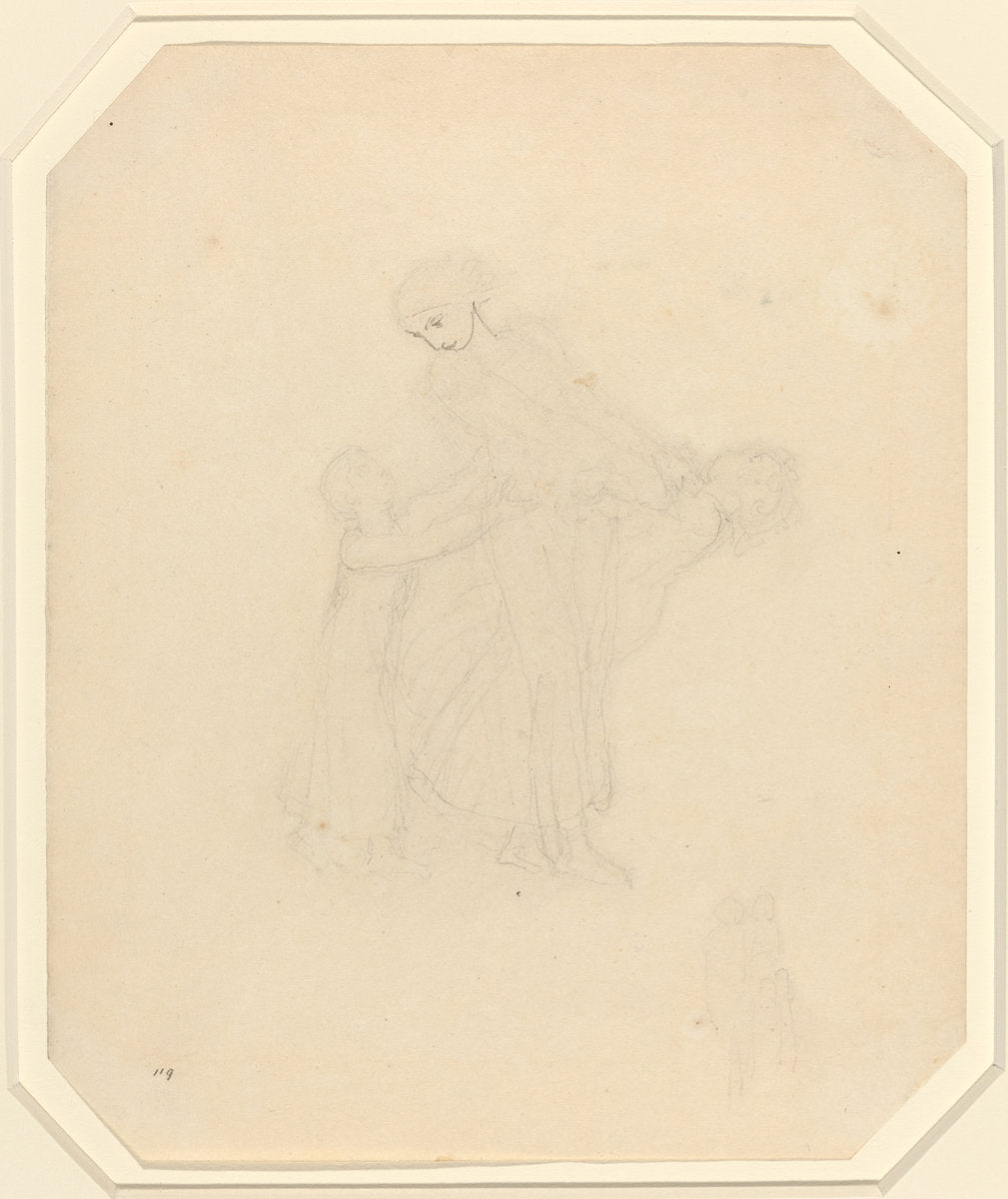 Adult and Two Children by John Flaxman (British, 1755 - 1826), 16X12"(A3)Poster Print