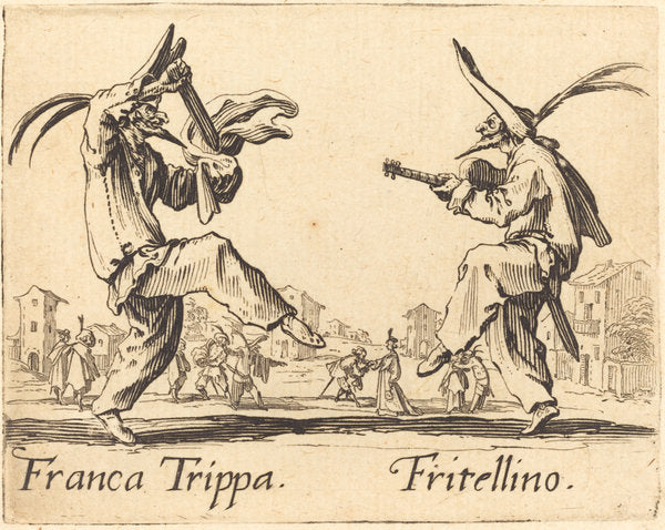 Franca Trippa and Fritellino by Jacques Callot (French, 1592 - 1635), 16X12"(A3)Poster Print