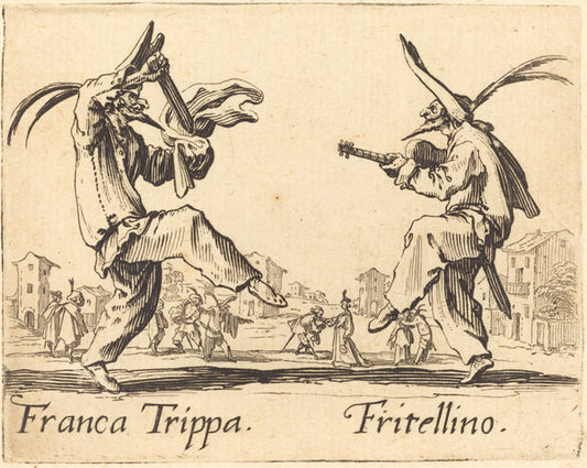 Franca Trippa and Fritellino by Jacques Callot (French, 1592 - 1635), 16X12"(A3)Poster Print