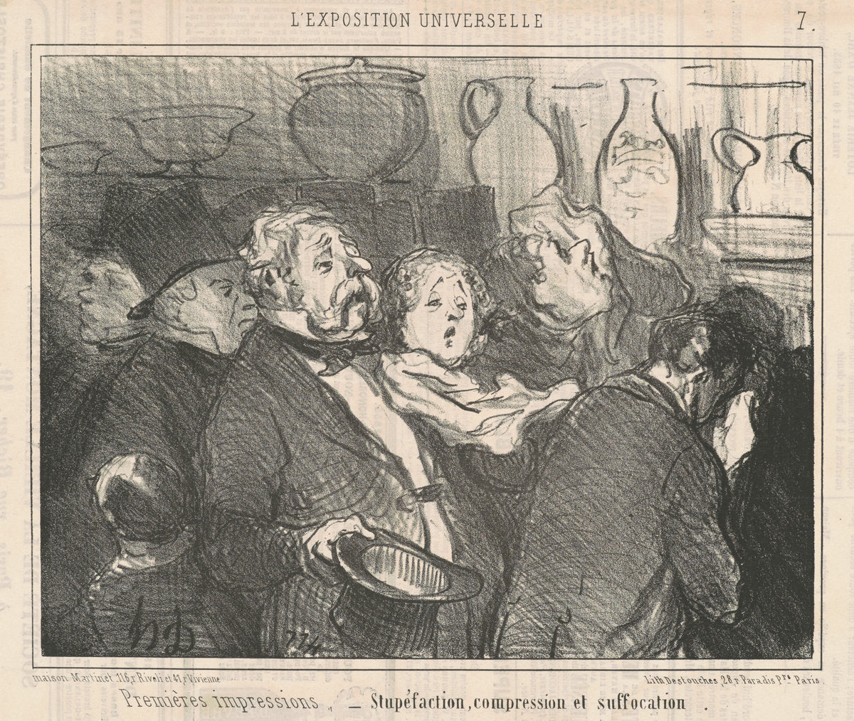 Premières impressions...Stupefaction ... by Honoré Daumier (French, 1808 - 1879), 16X12"(A3)Poster Print