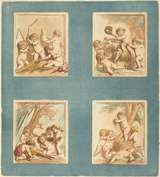 The Four Seasons by Alexandre Briceau after Jean-Baptiste Hüet, I (French, active 1770 - after 1788), 16X12"(A3)Poster Print