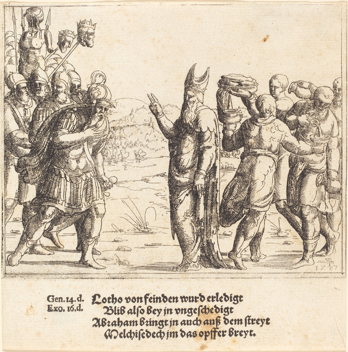 Melchizedek with Bread and Wine by Augustin Hirschvogel (German, 1503 - 1553), 16X12"(A3)Poster Print