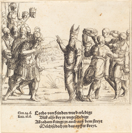 Melchizedek with Bread and Wine by Augustin Hirschvogel (German, 1503 - 1553), 16X12"(A3)Poster Print