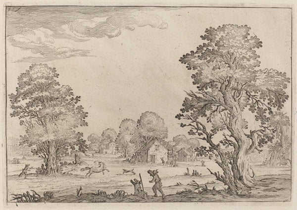 Landscape with Runaway Horses by Ercole Bazicaluva (Italian, c. 1610 - 1661 or after), 16X12"(A3)Poster Print