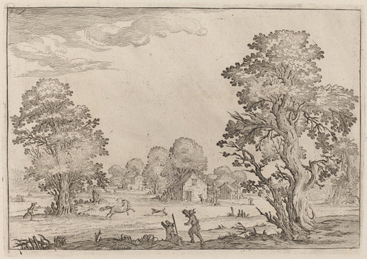 Landscape with Runaway Horses by Ercole Bazicaluva (Italian, c. 1610 - 1661 or after), 16X12"(A3)Poster Print