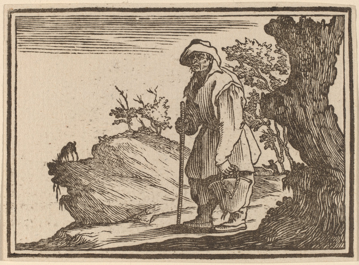 Peasant with Sack by Edouard Eckman after Jacques Callot (Flemish, born c. 1600), 16X12"(A3)Poster Print