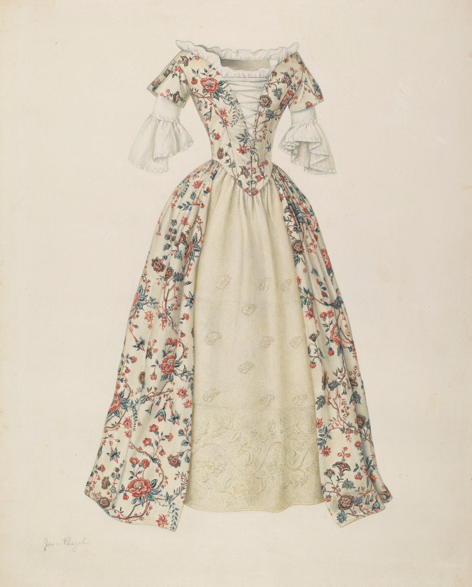 Dress with Quilted Petticoat by Jean Peszel (American, active c. 1935), 16X12"(A3)Poster Print