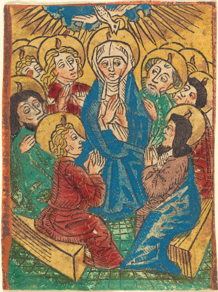 c. 1490 by German 15th Century (The Descent of the Holy Ghost), 16X12"(A3)Poster Print
