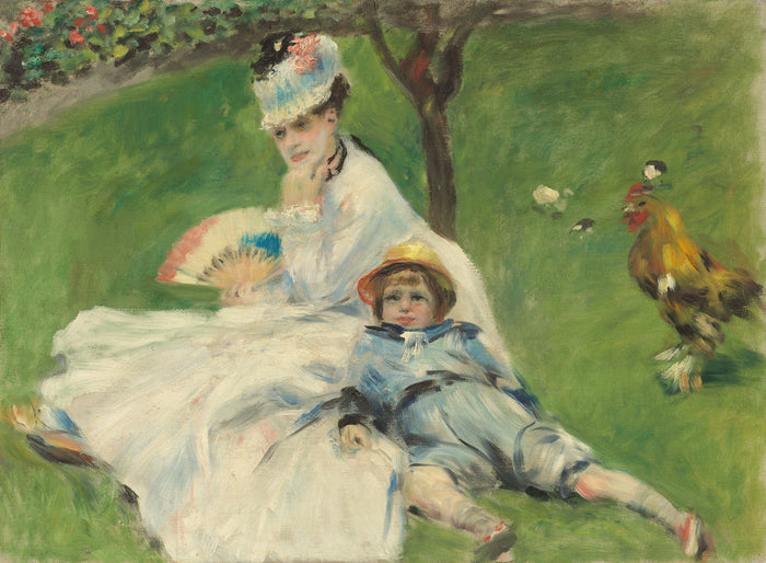 Madame Monet and Her Son by Auguste Renoir (French, 1841 - 1919), 16X12