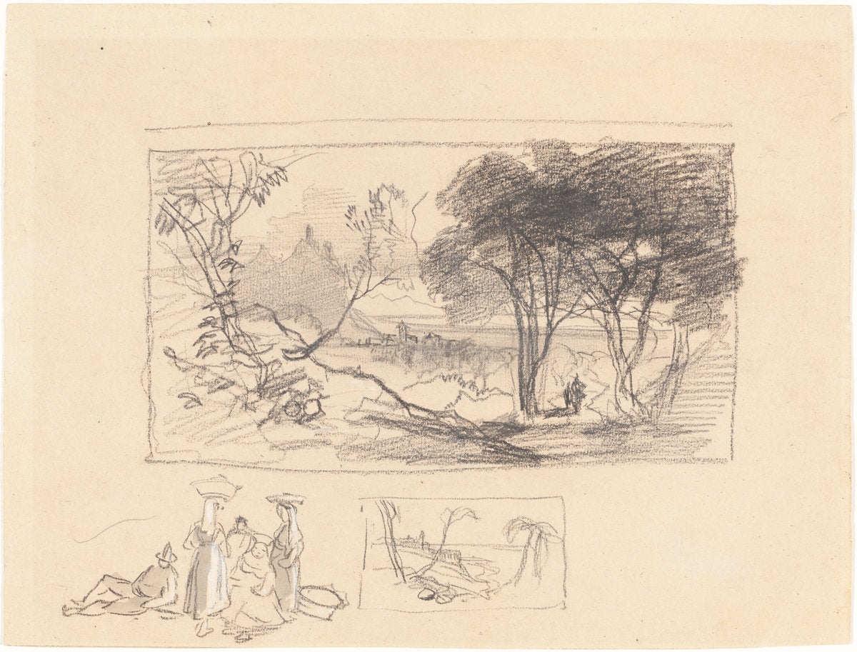 Sketches in Italy [recto] by Edward Lear (British, 1812 - 1888), 16X12"(A3)Poster Print