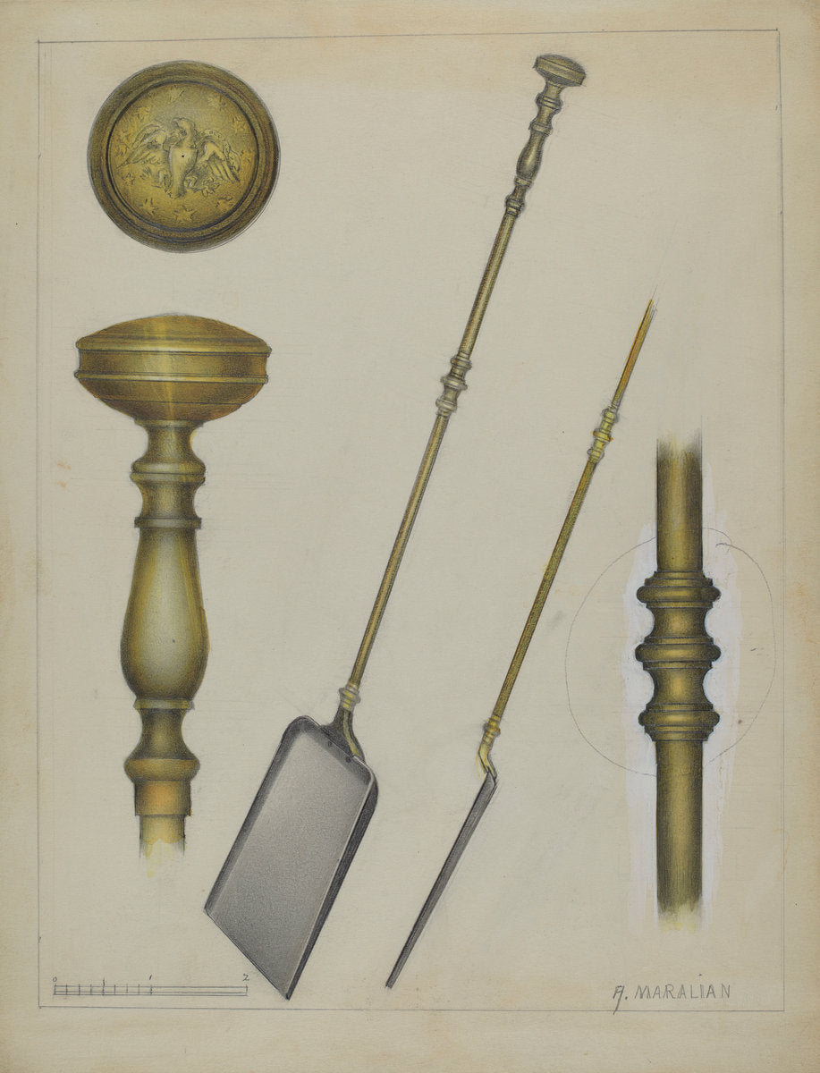 Fireplace Shovel by Arsen Maralian (American, active c. 1935), 16X12"(A3)Poster Print