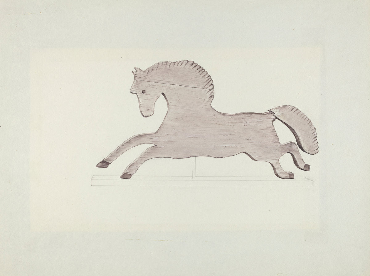 Horse Weather Vane by Mildred E. Bent (American, active c. 1935), 16X12"(A3)Poster Print