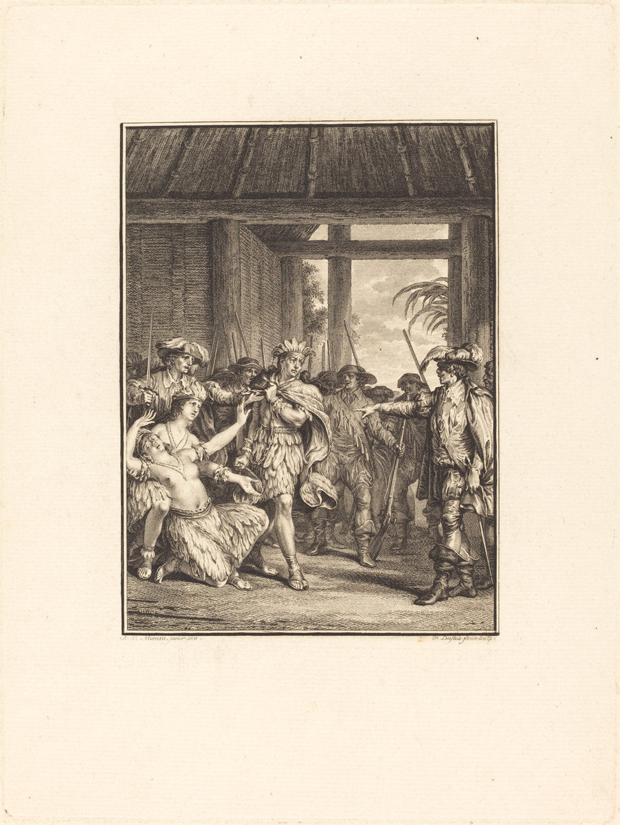 La découverte du nouveau monde by Pierre Duflos after Jean-Michel Moreau (French, 1742 - 1816), 16X12"(A3)Poster Print