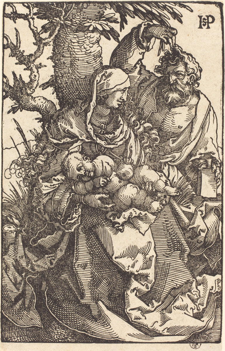 The Holy Family Under a Tree by Sebald Beham (German, 1500 - 1550), 16X12"(A3)Poster Print