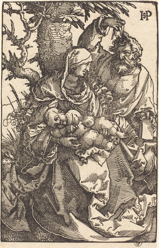 The Holy Family Under a Tree by Sebald Beham (German, 1500 - 1550), 16X12"(A3)Poster Print