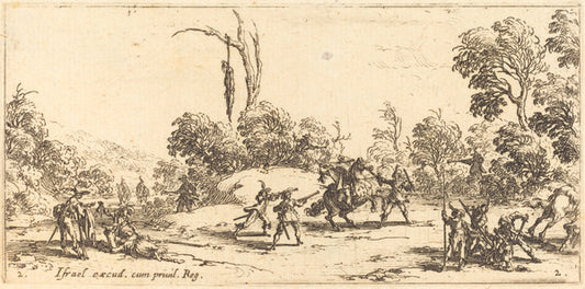 Attacking Travelers on the Highway by Jacques Callot (French, 1592 - 1635), 16X12"(A3)Poster Print