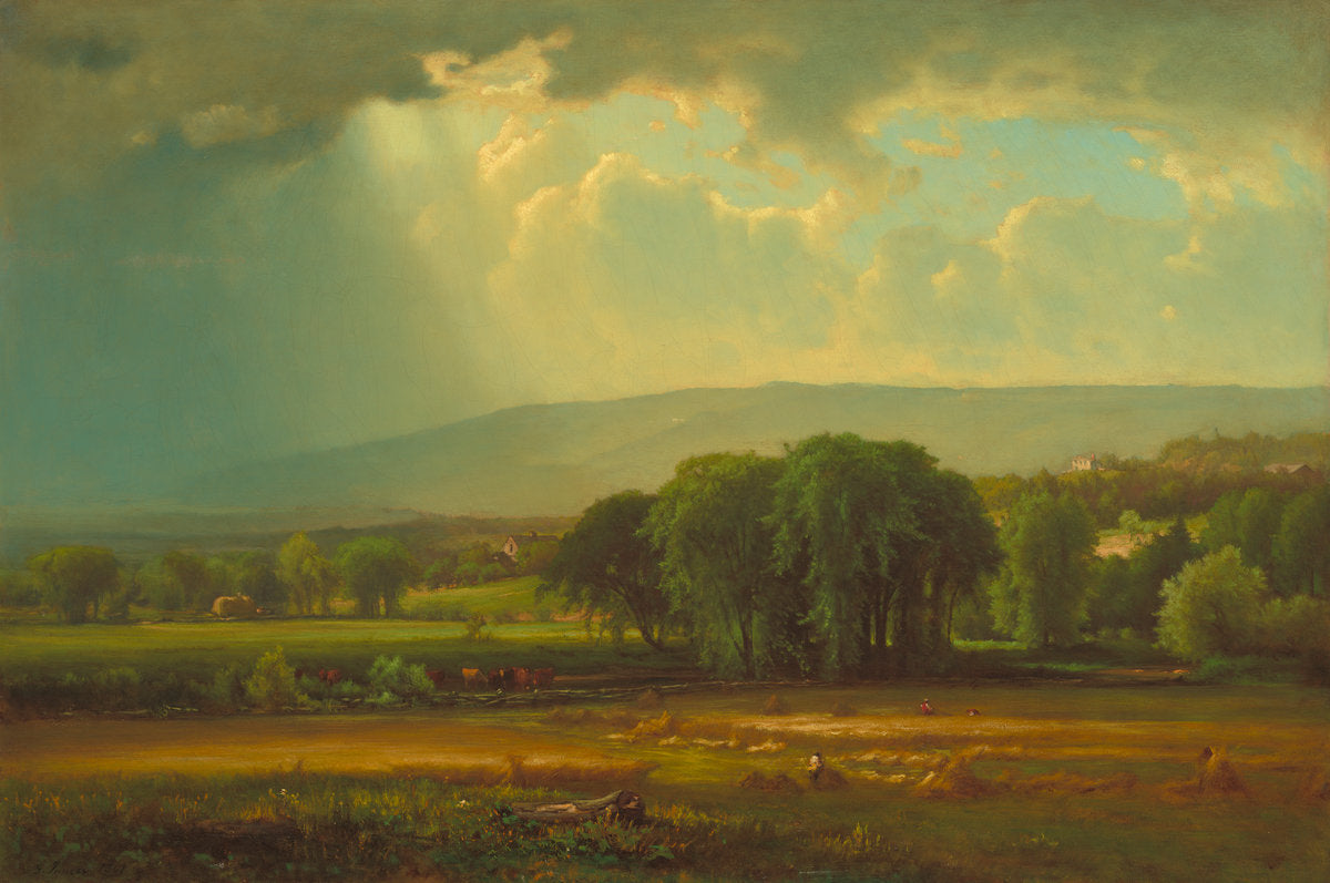 Harvest Scene in the Delaware Valley by George Inness (American, 1825 - 1894), 16X12"(A3)Poster Print