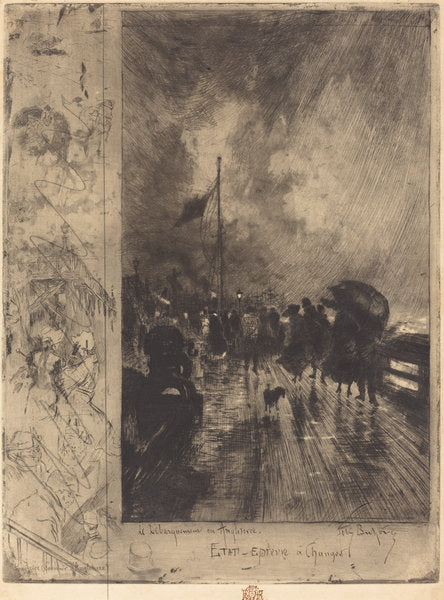 Un Débarquement en Angleterre (Landing in England) by Félix-Hilaire Buhot (French, 1847 - 1898), 16X12"(A3)Poster Print