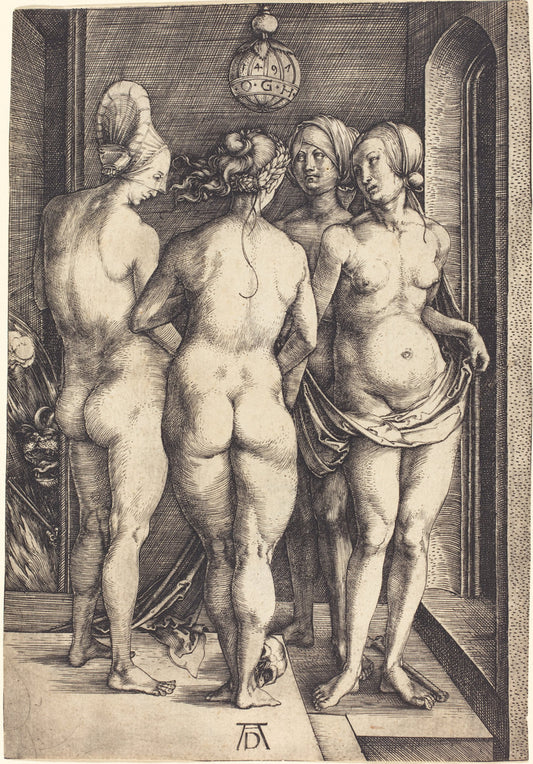 Four Naked Women by Albrecht Dürer (German, 1471 - 1528), 16X12"(A3)Poster Print