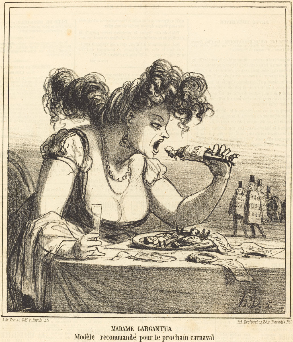 Madame Gargantua by Honoré Daumier (French, 1808 - 1879), 16X12"(A3)Poster Print