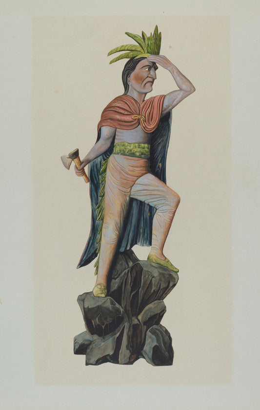 Cigar Store Indian by Einar Heiberg (American, active c. 1935), 16X12"(A3)Poster Print