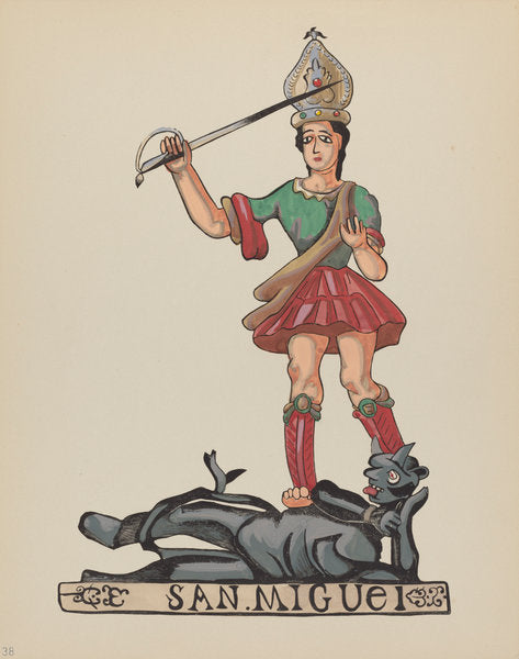 1934/1942 by American 20th Century (Plate 38: St. Michael: From Portfolio "Spanish Colonial Designs of New Mexico), 16X12"(A3)Poster Print