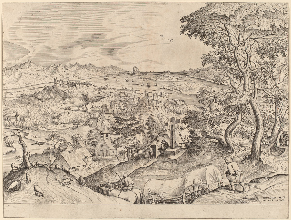 Plaustrum Belgicum (The Belgian Wagon) by Johannes and Lucas van Doetechum after Pieter Bruegel the Elder (Dutch, active 1554/1572; died before 1589), 16X12"(A3)Poster Print