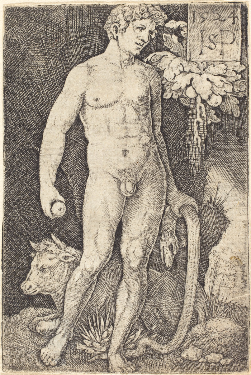 Adam Standing by Sebald Beham (German, 1500 - 1550), 16X12"(A3)Poster Print