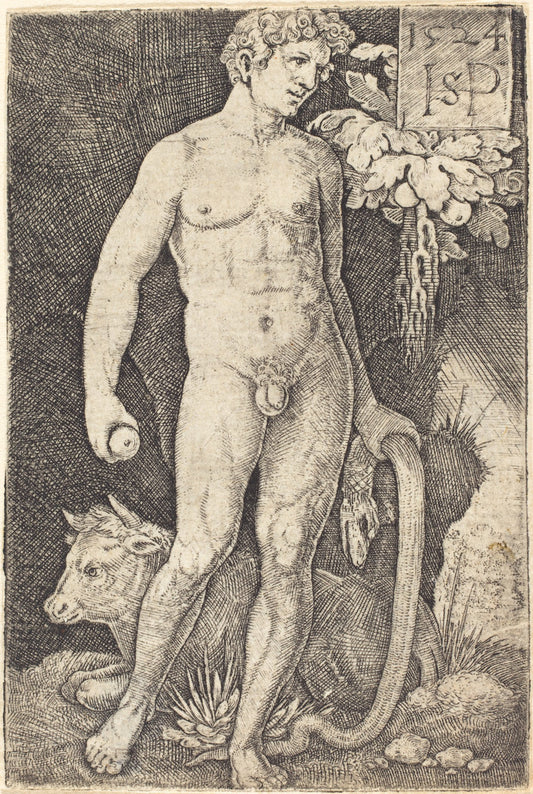 Adam Standing by Sebald Beham (German, 1500 - 1550), 16X12"(A3)Poster Print