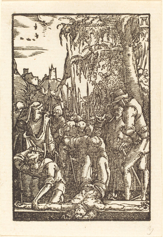 Christ Nailed to the Cross by Albrecht Altdorfer (German, 1480 or before - 1538), 16X12"(A3)Poster Print