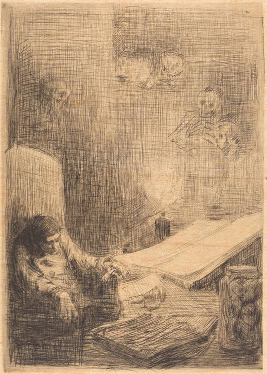 Sleeping Scholar (Le savant endormi) by Alphonse Legros (French, 1837 - 1911), 16X12"(A3)Poster Print