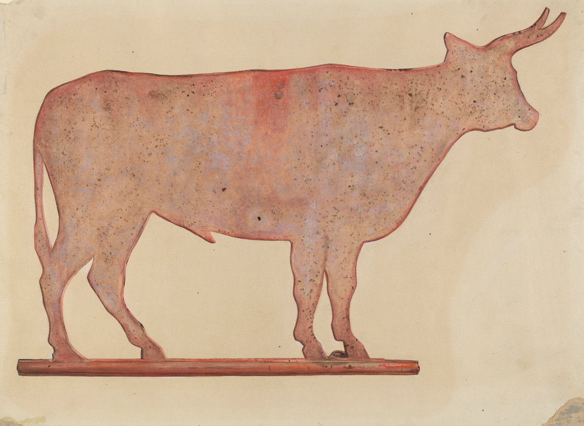 Steer Weather Vane by Mina Lowry (American, 1894 - 1942), 16X12"(A3)Poster Print