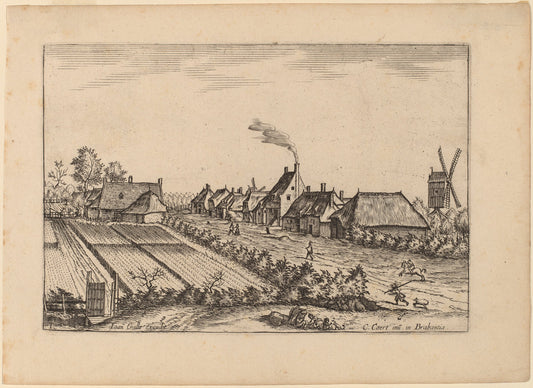Fields and a Village Road with Post Mill by Johannes van Doetechum, the Elder and Lucas van Doetechum after Master of the Small Landscapes (Dutch, active 1554/1572; died before 1589), 16X12"(A3)Poster Print