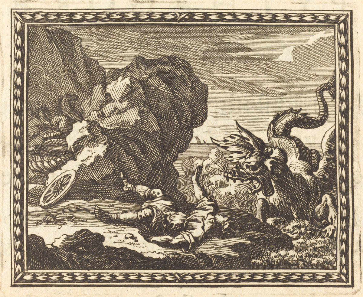 Hippolytus and the Sea Monster by Jean Lepautre (French, 1618 - 1682), 16X12"(A3)Poster Print