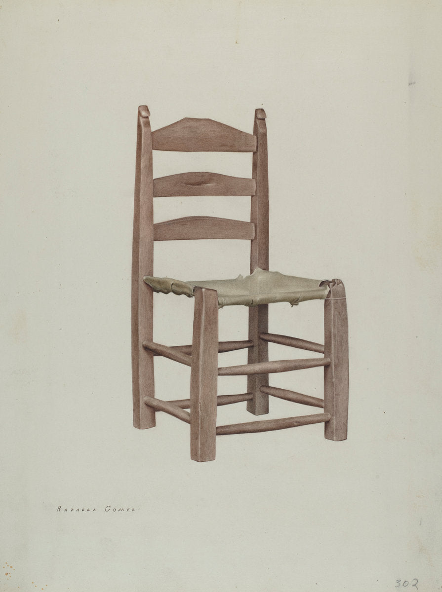 Rawhide Bottomed Chair by Rafaela Gomez (American, active c. 1935), 16X12"(A3)Poster Print