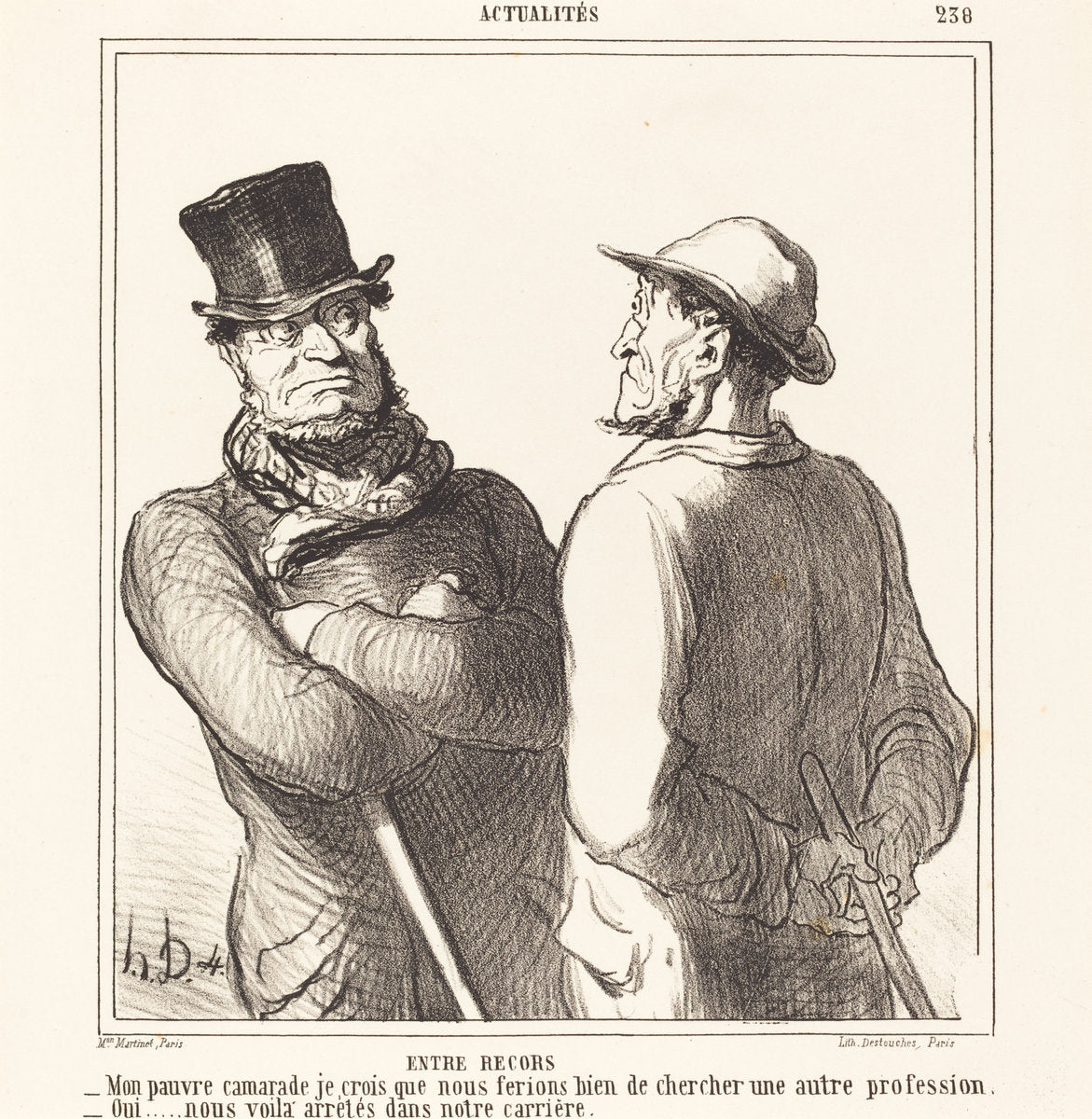 Entre recors by Honoré Daumier (French, 1808 - 1879), 16X12"(A3)Poster Print