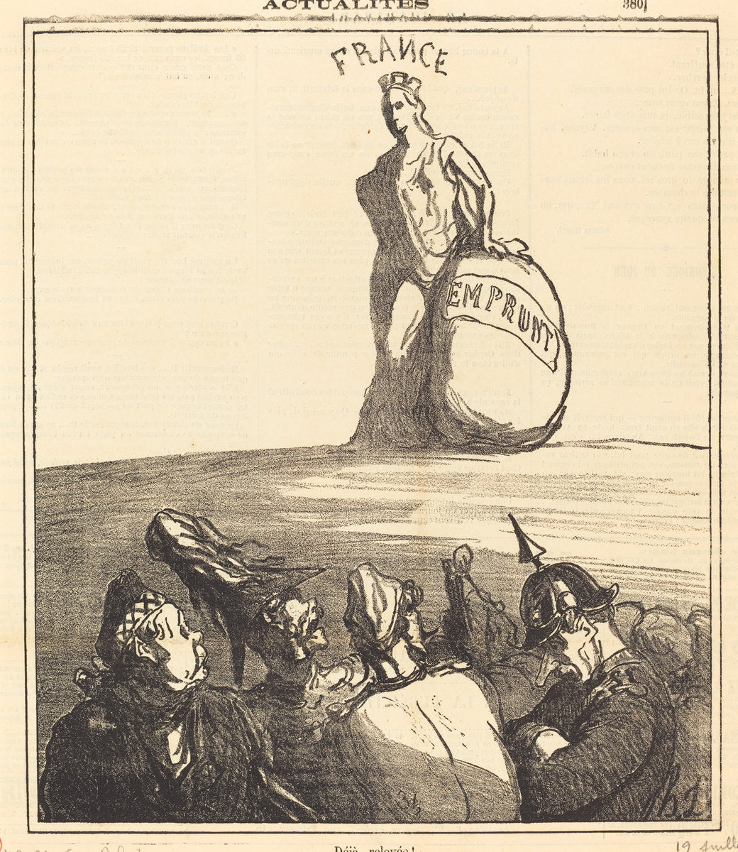 Déjà relevée! by Honoré Daumier (French, 1808 - 1879), 16X12"(A3)Poster Print